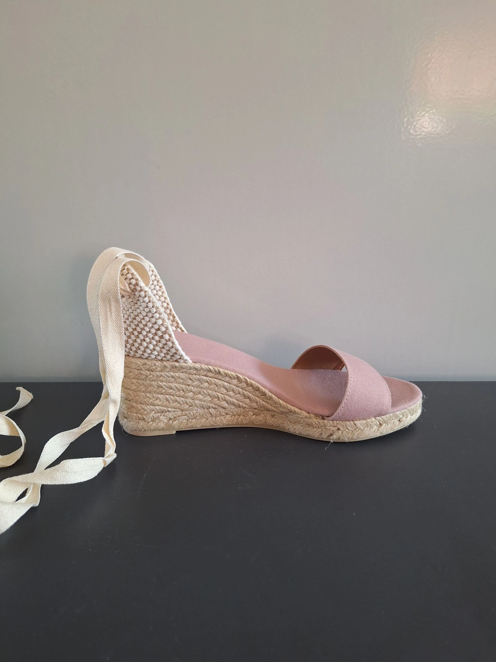 Castañer alpargatas rosa claro con tacón de cuña y cordón 39 – photo 3